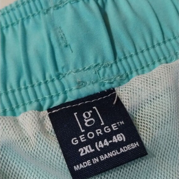 George Mens Aqua Blue Swim Shorts Trunks Above the Knee Elastic Waist 2XL - Picture 6 of 10